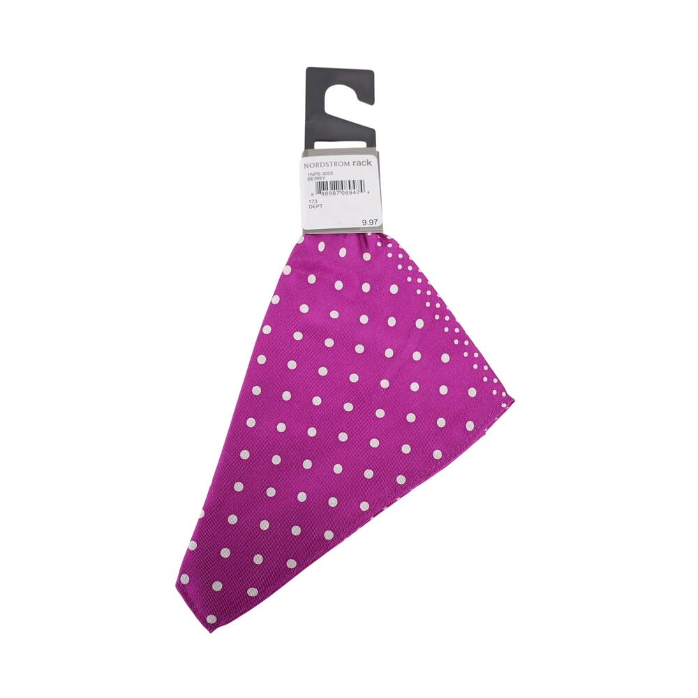 Nordstrom Rack Polka Dot Silk Pocket Square - Berry Purple / White - NWT - Picture 2 of 2